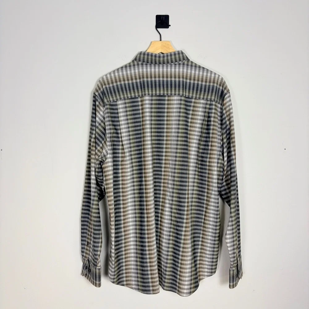 Tommy Bahama‎ Mens Large Long Sleeve Button Up Shirt Cotton Silk Blend Striped